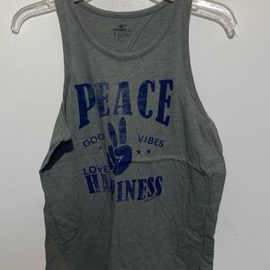 O'Neill Men's Gray Peace Happiness Graphic Standard Fit Tank Top Size Small